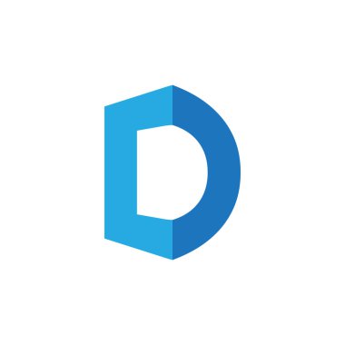 D Harfi Alfabesi Soyut vektör metin logosu. D harfi logo perspektifi etkisi. 