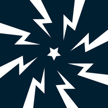 Renkli gök gürültüsü, beyaz arkaplan. Gök gürültüsü yıldırımının yüzleşme resmi. Düz illüstrasyon basit Vektör. Çizgi roman şablonu. Neon rengi. Metinsiz rekabet tasarım şablonu.