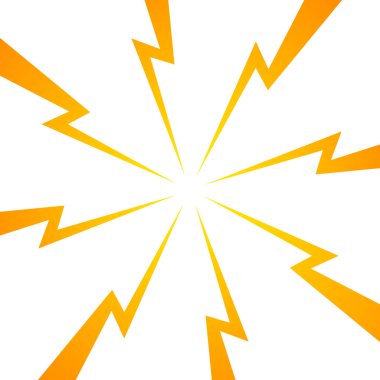 Renkli gök gürültüsü, beyaz arkaplan. Gök gürültüsü yıldırımının yüzleşme resmi. Düz illüstrasyon basit Vektör. Çizgi roman şablonu. Neon rengi. Metinsiz rekabet tasarım şablonu.