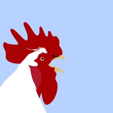 Basit bir horoz kafası çizimi. İzole edilmiş bir arka planda bir horozun kafasının vektör çizimi.