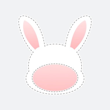 Çocuklar için hayvan etiket illüstrasyonu. Tavşan şeklinde kimlik kartı..