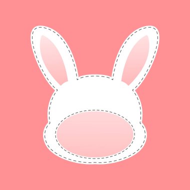 Çocuklar için hayvan etiket illüstrasyonu. Tavşan şeklinde kimlik kartı..