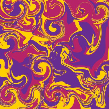 Renkli dalgalarla soyut kare arkaplanı. 60 'lar, 70' ler tarzında Sıvı Moda vektör çizimi.