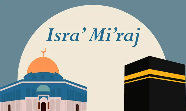 Al-Isra wal Mi 'raj: İsra Mi' raj Seremonisinin Basit Arkaplanı Poster Şablonu ve Flyer için Peygamber Muhammed Vektör İlülasyonu Gece Yolculuğu