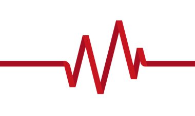 Beyaz arka planda kalp atışı. Nabız atışı. Kalp çizgisi ikonu. Vektör çizimi. Renk arkaplanı üzerine çizgi çizgisi biçimi katlanmış kağıt. hisse fiyatları istatistikleri.