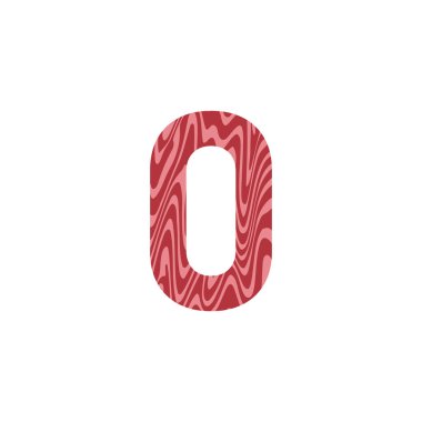 Mermerli taze çiğ etten O harfi. Latince vektör et alfabesi. Restoranlar, kasaplar, çiftçiler için kırmızı fileto sığır eti fontu..