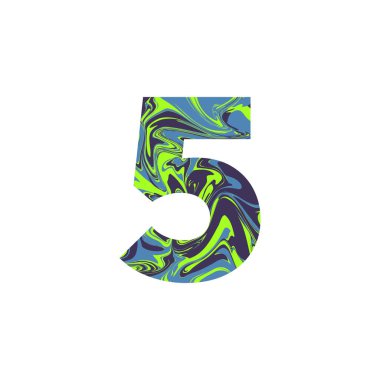 Sıvı Mermer Doku Vektörü İllüzyonu 'yla beş numara. 5 Numara Beyaz Arkaplanda İzole Edildi