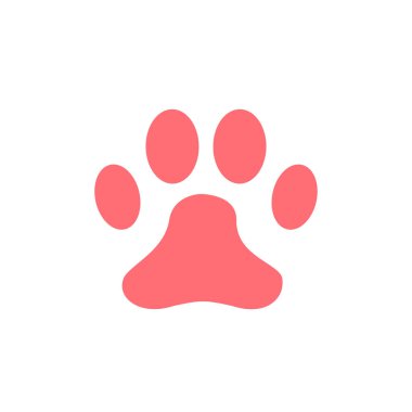Paw Love simgesi ya da logosu, beyaz arka planda izole edilmiş. Basit ve modern simge veya logo.