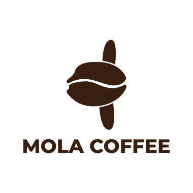 Kahve dükkanı logosu, mola balığı şeklinde kahve çekirdeği logosu..