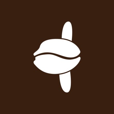 Kahve dükkanı logosu, mola balığı şeklinde kahve çekirdeği logosu..