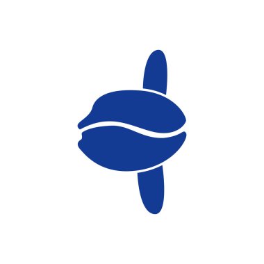 Kahve dükkanı logosu, mola balığı şeklinde kahve çekirdeği logosu..