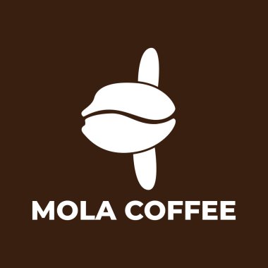 Kahve dükkanı logosu, mola balığı şeklinde kahve çekirdeği logosu..