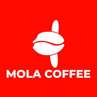 Kahve dükkanı logosu, mola balığı şeklinde kahve çekirdeği logosu..