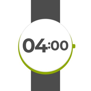 smart watch illustration at 04:00. four o'clock vector. clipart