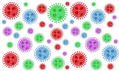 Virüs 'ün geçmişi. Bakteri Biyolojisi Organizmaları Kusursuz Düzen. Virüs enfeksiyonu Ebola Salgını. Corona, HMPV, Covid ve İnsan Metapnömotorirüsü. Düz Vektör İllüstrasyonu