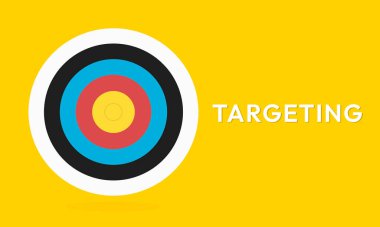 Pazarlama zamanı konsepti. İşletmeyi hedef alıyor. Düz dizayn hedefi. Dart oyunu. Vektör illüstrasyonu