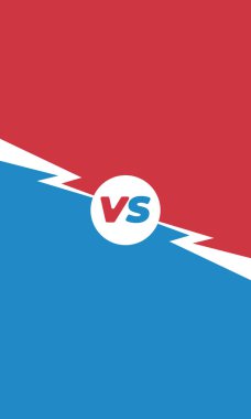 Karşı. Parlak bir arkaplanda VS harfleri. Düşey savaş ya da rekabet kavramı. İki oyuncu arasında düello. Video oyunları ya da rakiplerle kavga. Çizgi roman tasarımı. Vektör illüstrasyonu