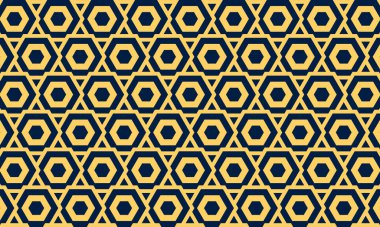 Abstract seamless pattern, minimalistic background of repeating blue and gold octagons clipart