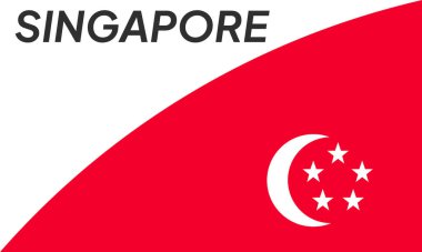 Singapur bayrakları beyazda izole edilmiş. Bağımsızlık gününüz kutlu olsun. Vektör illüstrasyonu