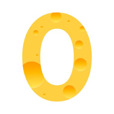 Sıfır numaralı peynir sembolü beyaz üzerine izole edildi