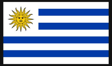 Uruguay bayrağı. Vektör. Doğru boyutlar, elementler orantı ve renkler.