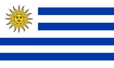Uruguay bayrağı. Vektör. Doğru boyutlar, elementler orantı ve renkler.