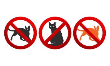 Kedi İmzalama Yok Sembol Simgesi Simgesi Vektör İllüstrasyonunu Ayarla