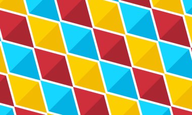 Mavi, kırmızı ve sarı elmas. Elmas deseni. Elmas desenli. Elmas arka plan. Kusursuz desen. arkaplan, dekorasyon, hediye paketi için