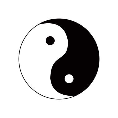 Beyaz arka planda siyah beyaz yin yang