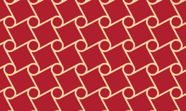 Arkaplan desenleri kusursuz daireler ve kareler birbirine bağlı çizgiler. Düz stil tasarım arkaplanı. Altın ve kırmızı desenli Çin ve Japon tarzı.