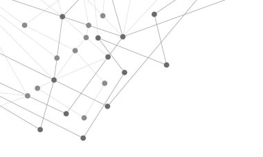 Soyut geometrik arkaplan ve noktaları ve çizgileri birleştiren web sitesi başlığı veya afiş tasarımı. Genel ağ bağlantısı. Metnin için pleksus arkaplanı ve alanı olan dijital teknoloji