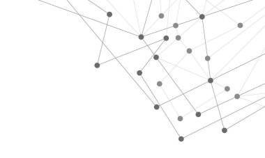 Soyut geometrik arkaplan ve noktaları ve çizgileri birleştiren web sitesi başlığı veya afiş tasarımı. Genel ağ bağlantısı. Metnin için pleksus arkaplanı ve alanı olan dijital teknoloji