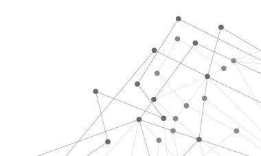 Soyut geometrik arkaplan ve noktaları ve çizgileri birleştiren web sitesi başlığı veya afiş tasarımı. Genel ağ bağlantısı. Metnin için pleksus arkaplanı ve alanı olan dijital teknoloji