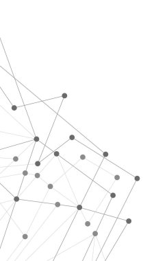 Soyut geometrik arkaplan ve noktaları ve çizgileri birleştiren web sitesi başlığı veya afiş tasarımı. Genel ağ bağlantısı. Metnin için pleksus arkaplanı ve alanı olan dijital teknoloji
