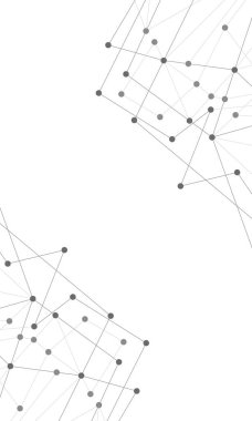 Soyut geometrik arkaplan ve noktaları ve çizgileri birleştiren web sitesi başlığı veya afiş tasarımı. Genel ağ bağlantısı. Metnin için pleksus arkaplanı ve alanı olan dijital teknoloji