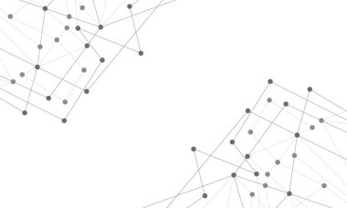 Soyut geometrik arkaplan ve noktaları ve çizgileri birleştiren web sitesi başlığı veya afiş tasarımı. Genel ağ bağlantısı. Metnin için pleksus arkaplanı ve alanı olan dijital teknoloji