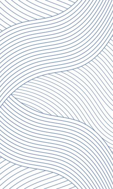 Beyaz zemin üzerinde soyut mavi çizgiler eğrisi dalgaları. Asgari tarz konsept. Vektör illüstrasyonu