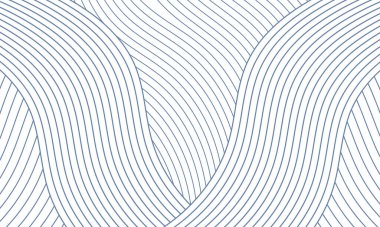 Beyaz zemin üzerinde soyut mavi çizgiler eğrisi dalgaları. Asgari tarz konsept. Vektör illüstrasyonu