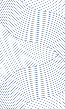 Beyaz zemin üzerinde soyut mavi çizgiler eğrisi dalgaları. Asgari tarz konsept. Vektör illüstrasyonu