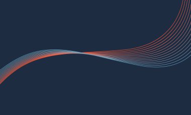 Koyu mavi arka planda soyut parlak dalga çizgileri. Dinamik dalga deseni. Modern dalgalı hatlar. Gelecekçi teknoloji konsepti. Pankart, poster, kapak, broşür, broşür, web sitesi