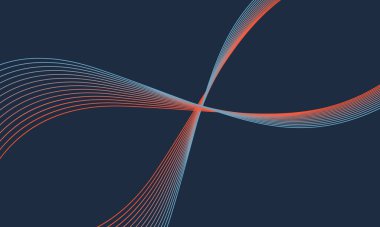 Koyu mavi arka planda soyut parlak dalga çizgileri. Dinamik dalga deseni. Modern dalgalı hatlar. Gelecekçi teknoloji konsepti. Pankart, poster, kapak, broşür, broşür, web sitesi