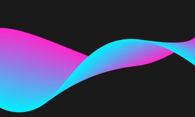 Soyut çizgi sıvı dalga renk gradyanı koyu siyah arkaplanda pembeye