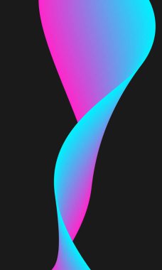 Soyut çizgi sıvı dalga renk gradyanı koyu siyah arkaplanda pembeye