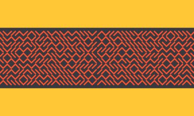 Siyah ve sarı arkaplanda soyut desen motifi turuncu renk