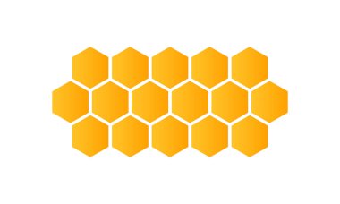 Beyaz arka planda soyut desenli, dikişsiz sarı altıgen bal peteği. Bal tarağı arkaplan sembolü tasarımı