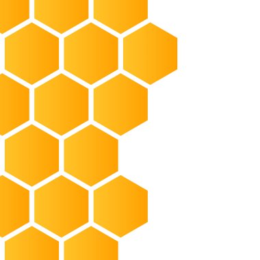 Beyaz arkaplanda negatif alanı olan, kusursuz sarı altıgen bal petekleri