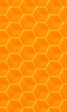 Sarı, turuncu arı kovanı arka planı. Bal peteği, arılar kovan hücreleri deseni. Arı bal şekilleri. Vektör geometrik dikişsiz doku sembolü. Altıgen raster, mozaik hücre işareti ya da simge. Dereceleme rengi.