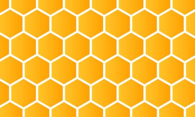 Sarı arı kovanının arka planı. Bal peteği, arılar kovan hücreleri deseni. Arı bal şekilleri. Vektör geometrik dikişsiz doku sembolü. Altıgen raster, mozaik hücre işareti ya da simge. Dereceleme rengi.
