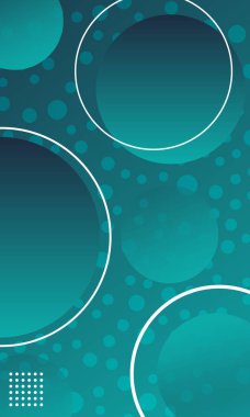 Parlak geometrik çizgileri ve yarım ton dekorasyonu olan modern soyut bir arkaplan. Yeşil eğimli çember şekil grafik elementleri. Gelecekçi teknoloji konsepti. Vektör illüstrasyonu