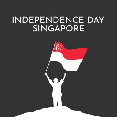 Singapur 'un bağımsızlık günü 9 Ağustos. Singapur Ulusal Günü kare şablon tasarımı